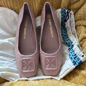 Tory Burch Pink Logo Ballet Flats